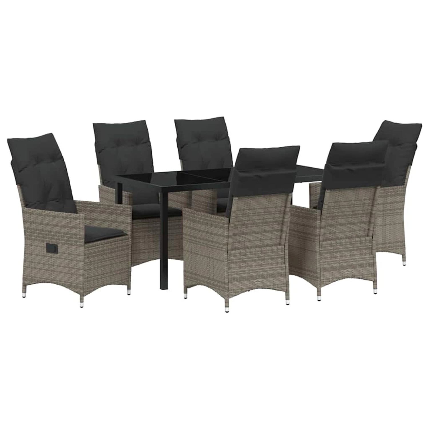 vidaXL Garten Essgruppe mit Kissen 7-Tlg Grau Poly Rattan 3379552 vidaXL Garten Essgruppe mit Kissen 7-Tlg Grau Poly Rattan 3379552 von VIDAXL