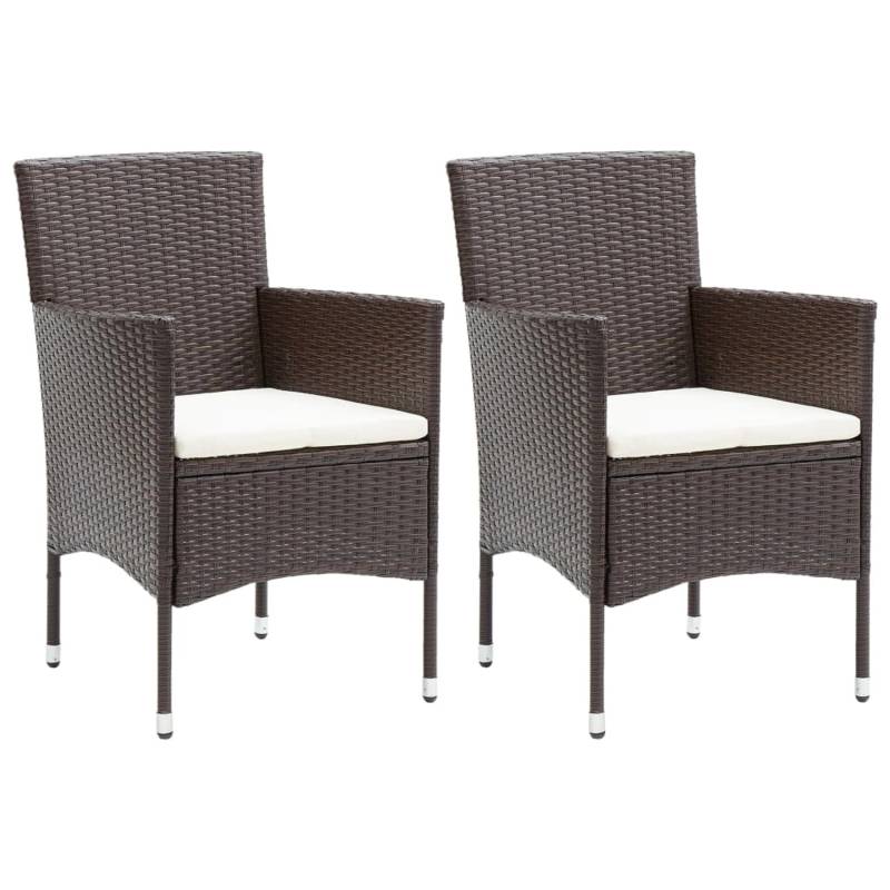vidaXL Garten-Essstühle 2 Stk. Poly Rattan Braun von VIDAXL