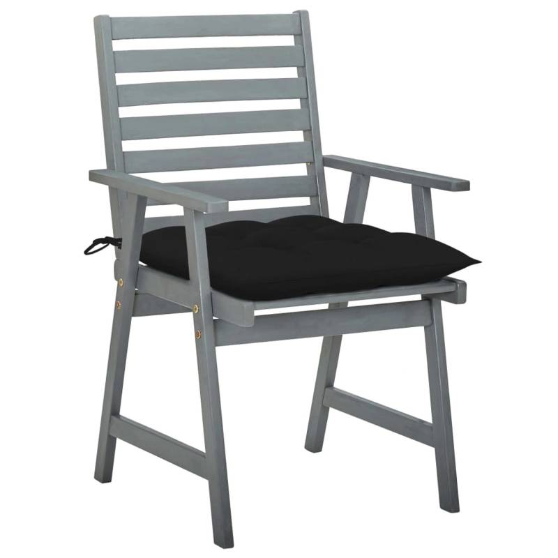 vidaXL Garten-Essstühle mit Kissen 3 Stk. Schwarz Akazie von VIDAXL