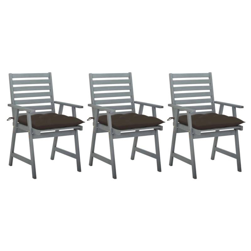 vidaXL Garten-Essstühle mit Kissen 3 Stk. Taupe Akazie von VIDAXL