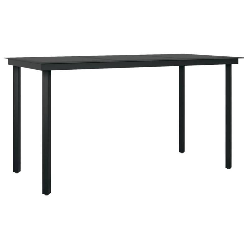 vidaXL Garten-Esstisch Schwarz 140x70x74 cm Stahl und Glas 318747 von VIDAXL