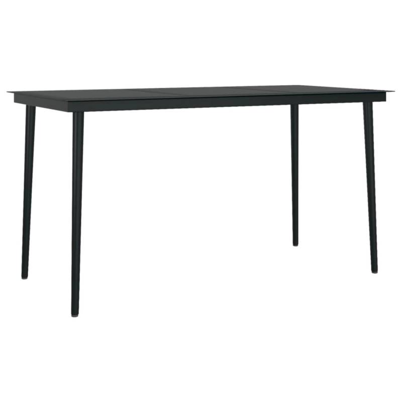 vidaXL Garten-Esstisch Schwarz 140x70x74 cm Stahl und Glas 318750 von VIDAXL