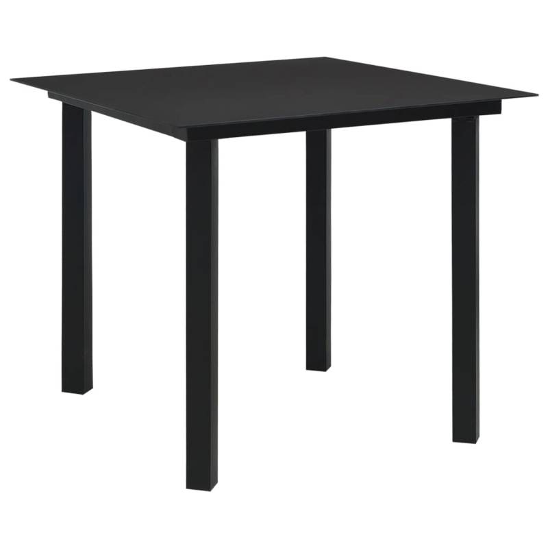 vidaXL Garten-Esstisch Schwarz 80x80x74 cm Stahl und Glas 312161 von VIDAXL