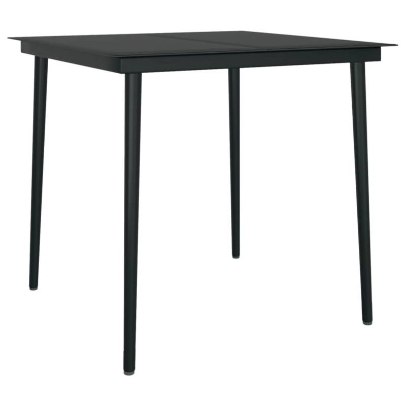 vidaXL Garten-Esstisch Schwarz 80x80x74 cm Stahl und Glas 318749 von VIDAXL