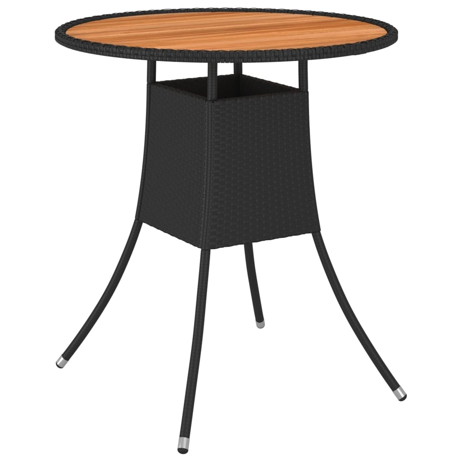 vidaXL Garten-Esstisch Schwarz Ø 70 cm Poly Rattan Massivholz Akazie 310466 von VIDAXL