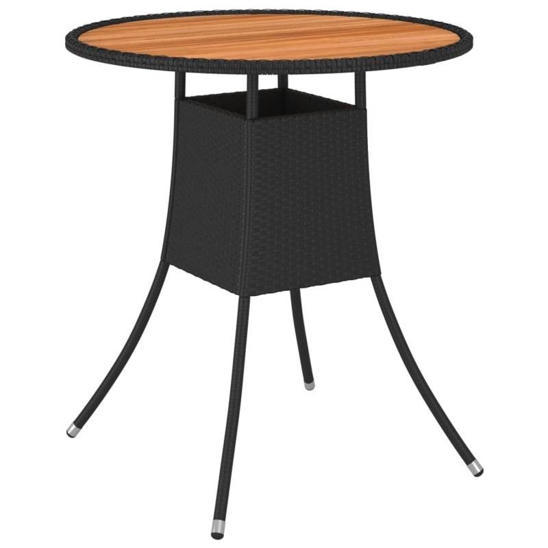 vidaXL Garten-Esstisch Schwarz Ø 70 cm Poly Rattan Massivholz Akazie 310466 von VIDAXL