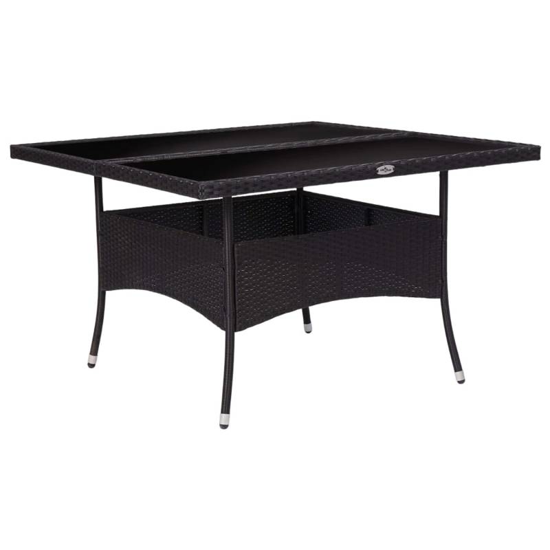 vidaXL Garten-Esstisch Schwarz Poly Rattan und Glas 46189 von VIDAXL