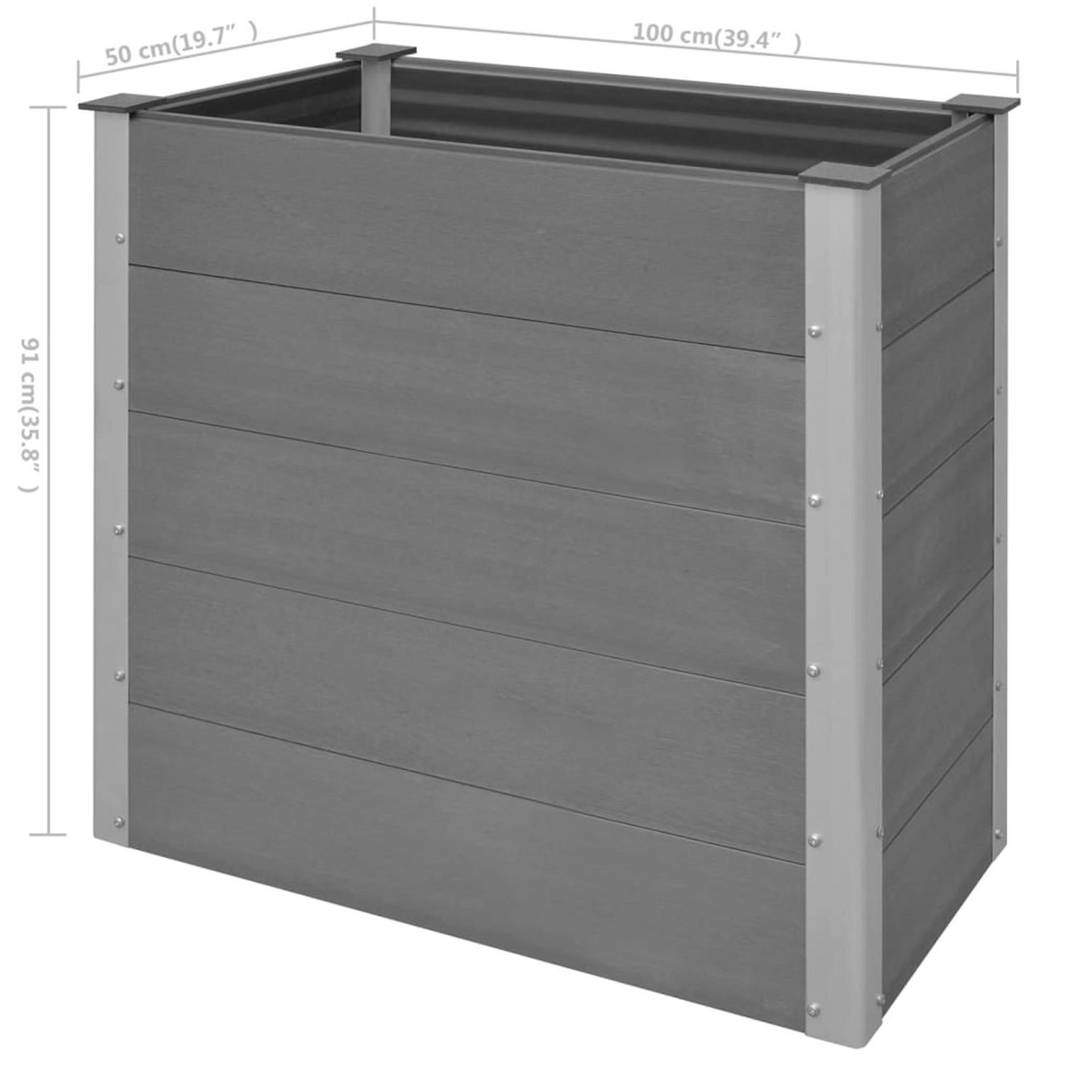 vidaXL Garten-Hochbeet WPC 100 x 50 x 91 cm Grau 658668 von VIDAXL