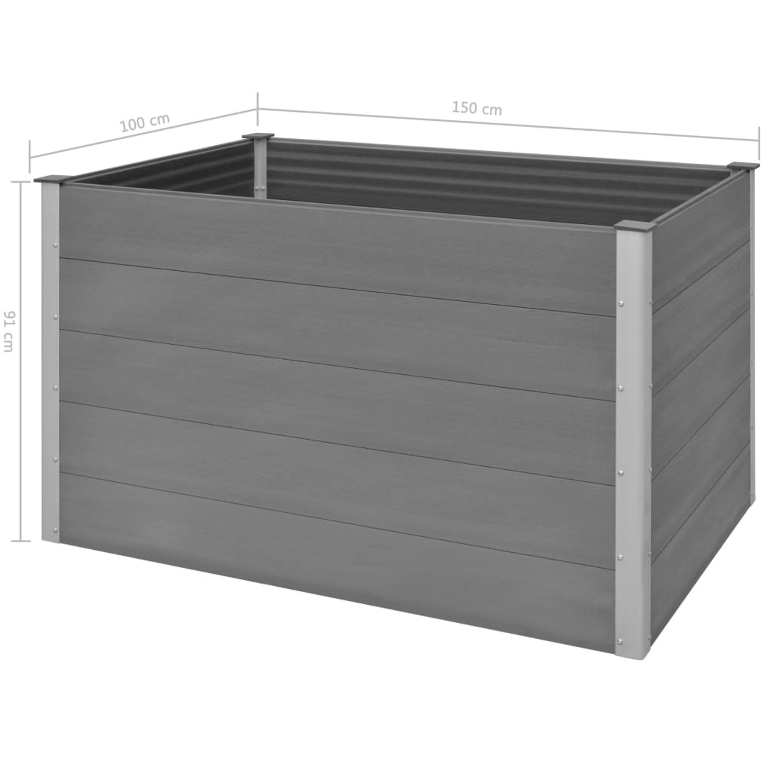 vidaXL Garten-Hochbeet WPC 150x100x91 cm Grau 658674 von VIDAXL