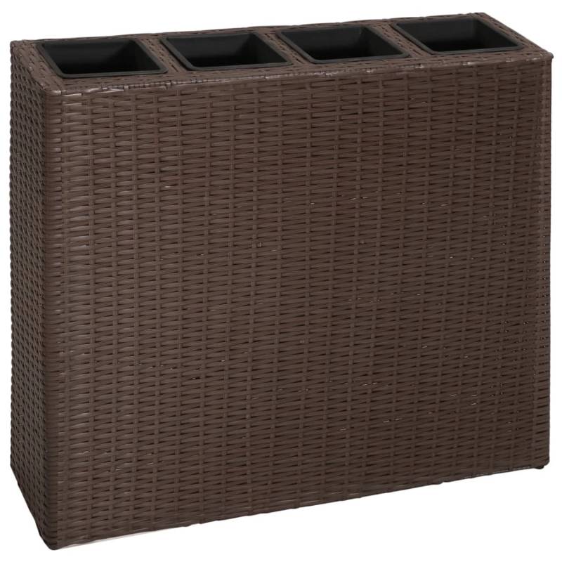 vidaXL Garten-Hochbeet mit 4 Töpfen 2 Stk Poly Rattan Braun 614182 von VIDAXL