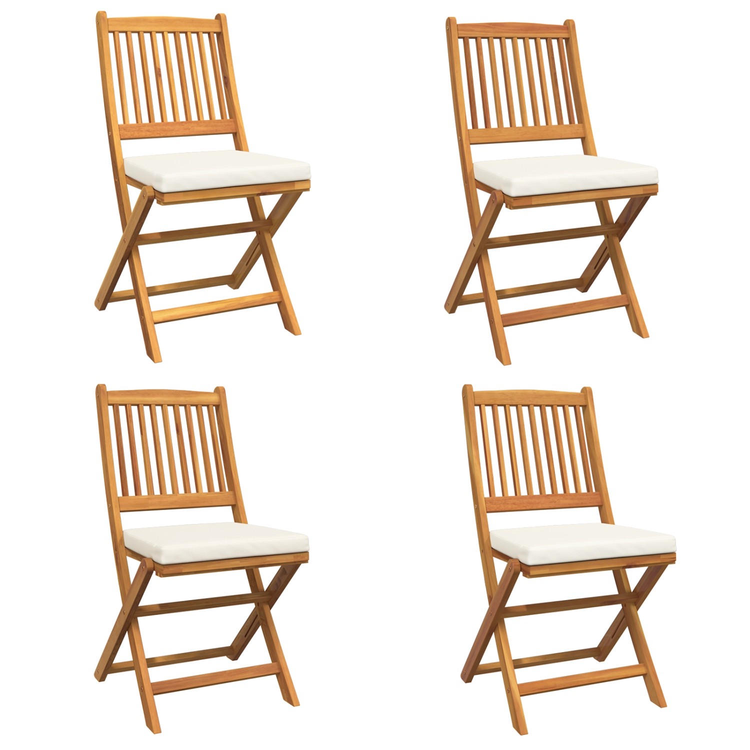 vidaXL Garten-Klappstühle mit Weißen Kissen 4 Stk Massivholz Akazie 3329121 vidaXL Garten-Klappstühle mit Weißen Kissen 4 Stk Massivholz Akazie 3329121 von VIDAXL
