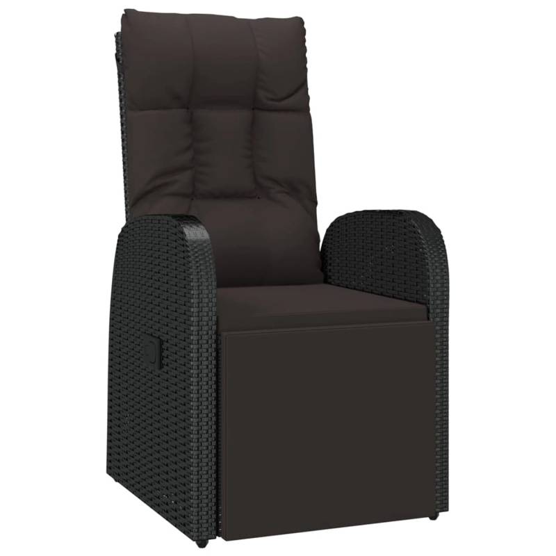 vidaXL Garten-Liegestuhl mit Auflage Poly Rattan Schwarz von VIDAXL