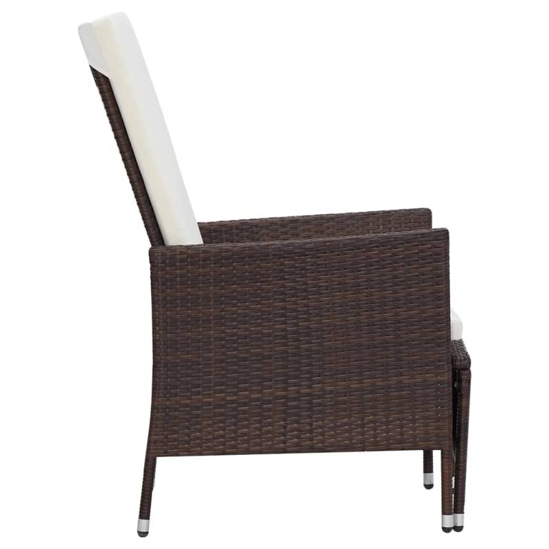 vidaXL Garten-Liegestuhl mit Auflagen Poly Rattan Braun von VIDAXL
