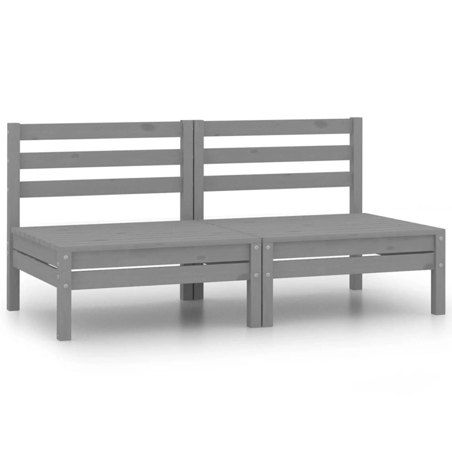 vidaXL Garten-Mittelsofas 2 Stk. Grau Kiefer Massivholz vidaXL Garten-Mittelsofas 2 Stk. Grau Kiefer Massivholz von VIDAXL