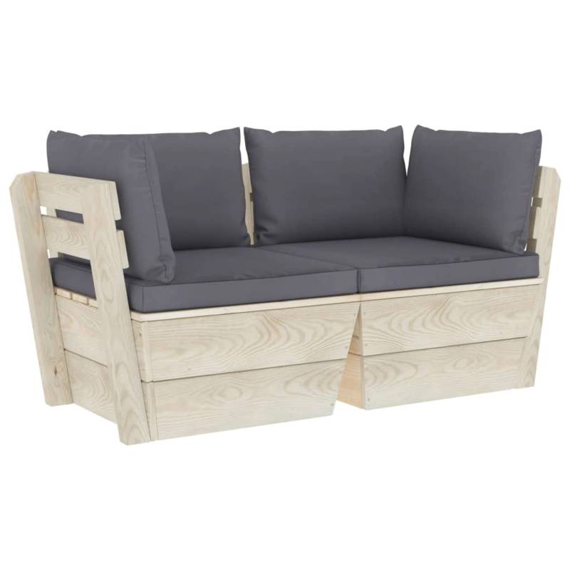 vidaXL Garten-Palettensofa 2-Sitzer mit Kissen Fichtenholz Modell 1 von VIDAXL