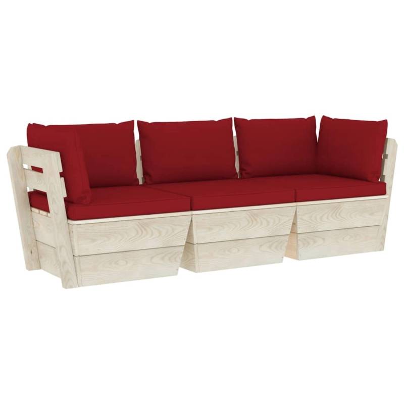 vidaXL Garten-Palettensofa 3-Sitzer mit Kissen Fichtenholz Modell 10 von VIDAXL
