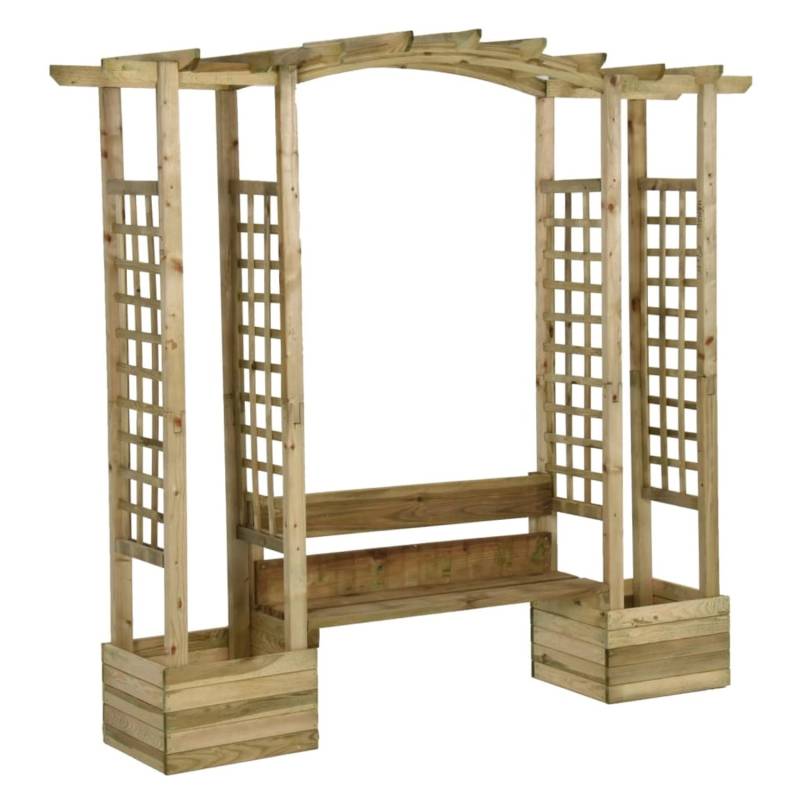vidaXL Garten-Pergola mit Bank Pflanzkübeln Kiefernholz Imprägniert Modell 1 von VIDAXL