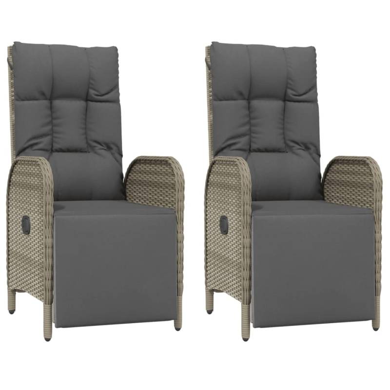 vidaXL Garten-Relaxsessel mit Kissen 2 Stk. Poly Rattan Grau von VIDAXL