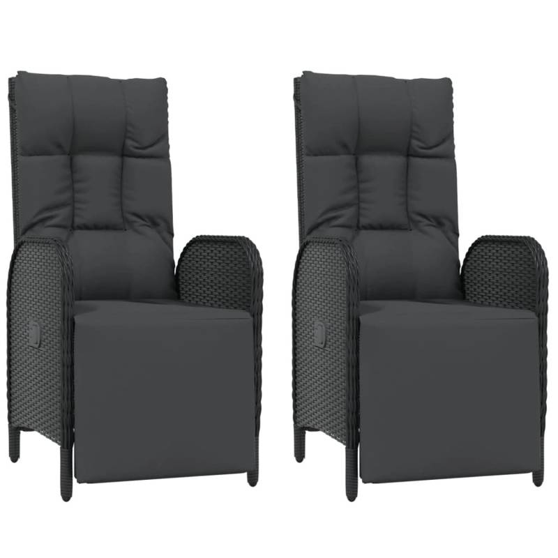 vidaXL Garten-Relaxsessel mit Kissen 2 Stk. Poly Rattan Schwarz von VIDAXL