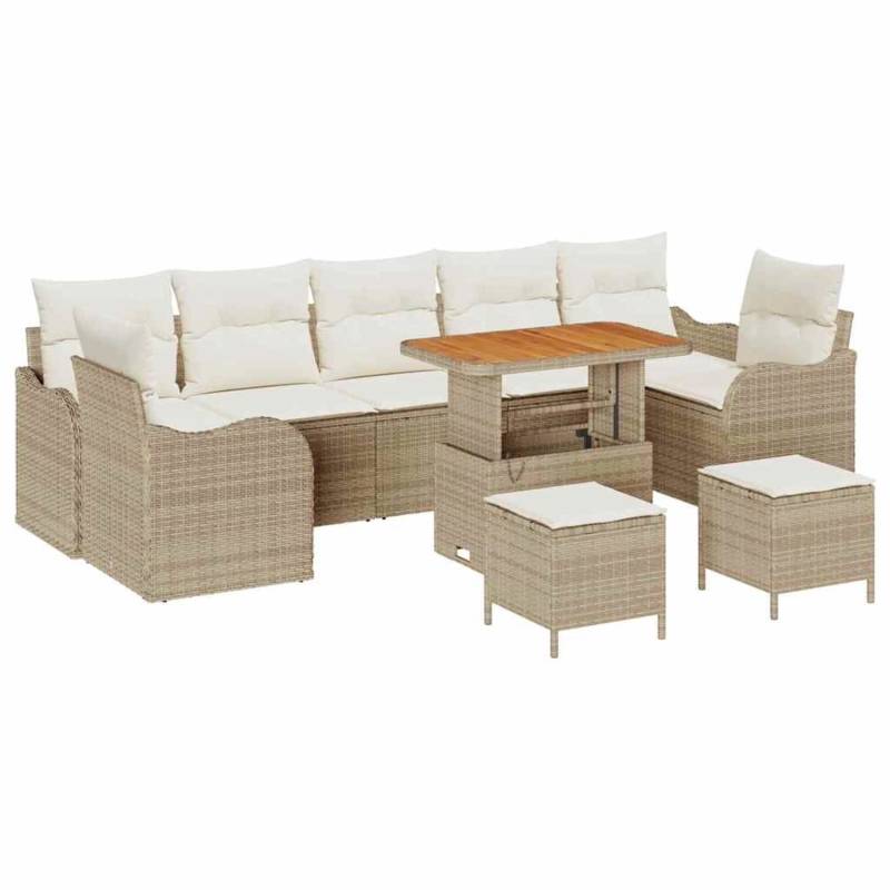 vidaXL Garten-Sofa-Set 10-Tlg Beige Poly Rattan 3362251 von VIDAXL
