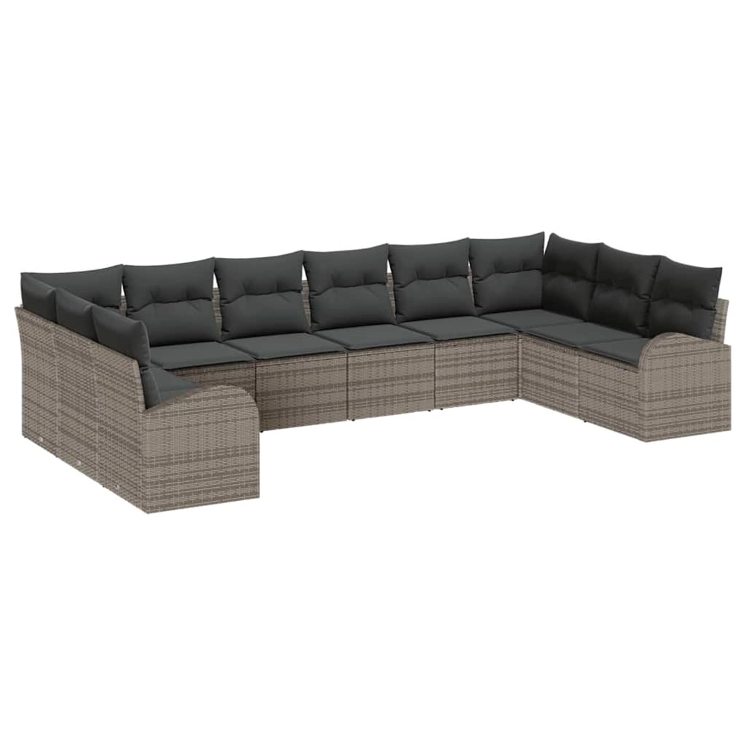 vidaXL Garten-Sofa-Set 10-Tlg Grau Poly Rattan 3346219 von VIDAXL
