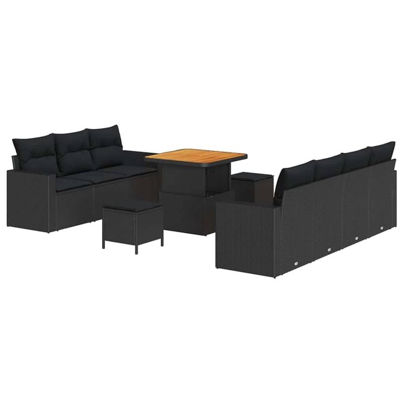 vidaXL Garten-Sofa-Set 10-Tlg Schwarz Poly Rattan 3361574 von VIDAXL