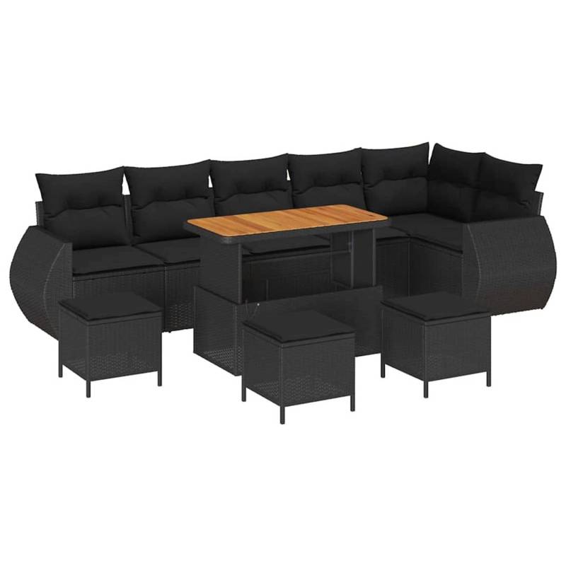 vidaXL Garten-Sofa-Set 10-Tlg Schwarz Poly Rattan 3361899 von VIDAXL