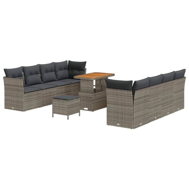 vidaXL Garten-Sofa-Set 11-Tlg Grau Poly Rattan 3361463 von VIDAXL