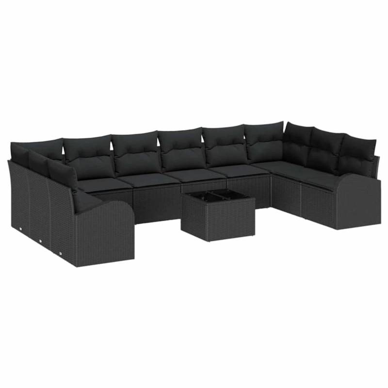 vidaXL Garten-Sofa-Set 11-Tlg Schwarz Poly Rattan 3346233 von VIDAXL