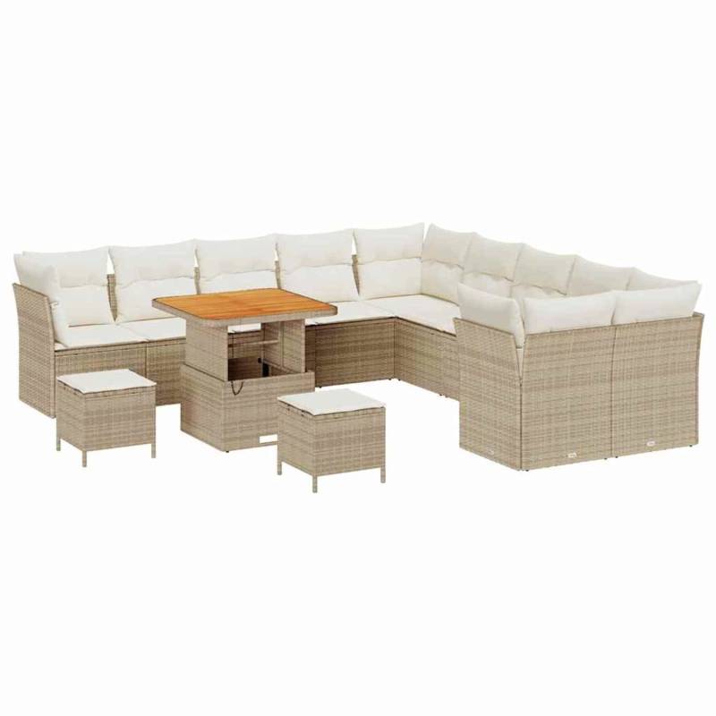 vidaXL Garten-Sofa-Set 13-Tlg Beige Poly Rattan 3361541 von VIDAXL