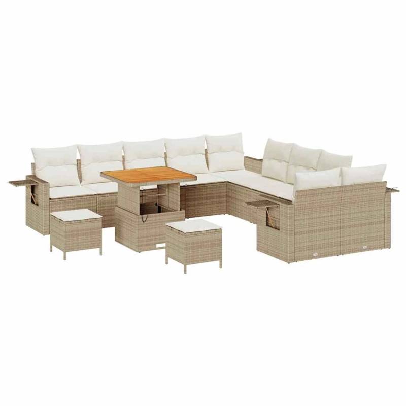 vidaXL Garten-Sofa-Set 13-Tlg Beige Poly Rattan 3361801 von VIDAXL