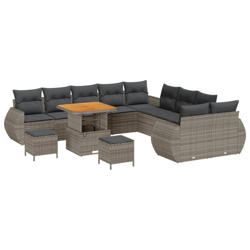 vidaXL Garten-Sofa-Set 13-Tlg Grau Poly Rattan 3361933 von VIDAXL