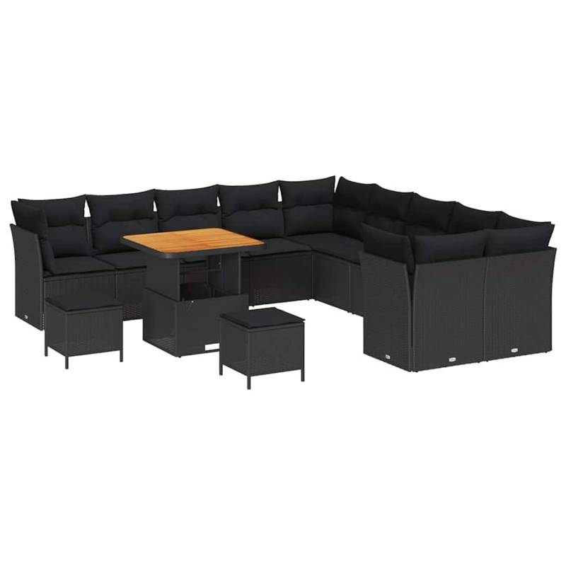 vidaXL Garten-Sofa-Set 13-Tlg Schwarz Poly Rattan 3361539 von VIDAXL