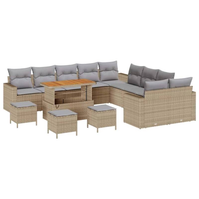 vidaXL Garten-Sofa-Set 14-Tlg Beige Poly Rattan 3361682 von VIDAXL