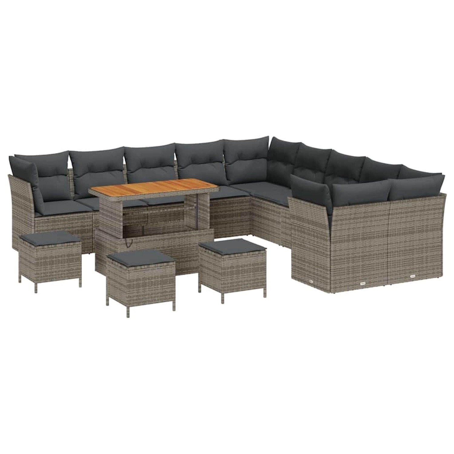 vidaXL Garten-Sofa-Set 14-Tlg Grau Poly Rattan 3361553 von VIDAXL
