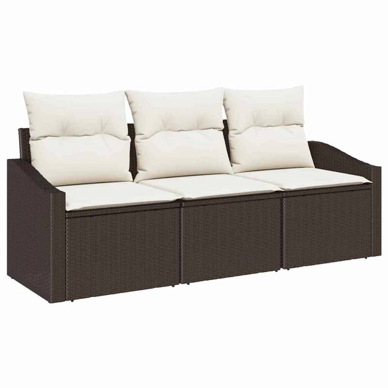 vidaXL Garten-Sofa-Set 3-Tlg Braun Poly Rattan 3346578 von VIDAXL