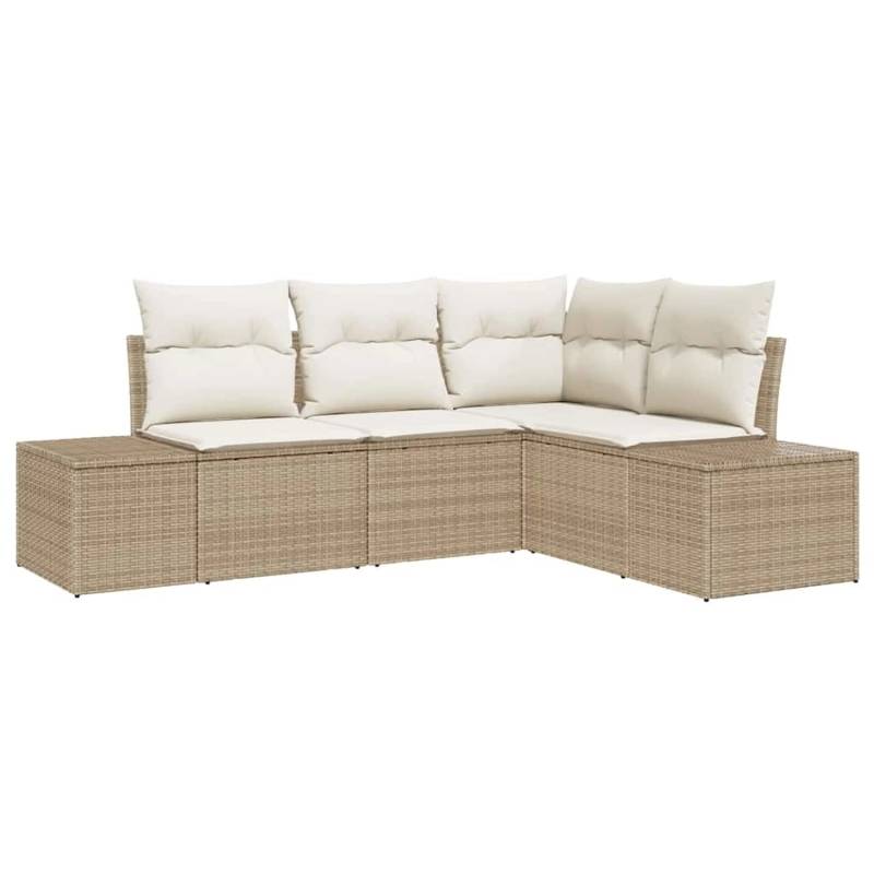 vidaXL Garten-Sofa-Set 4-Tlg Beige Poly Rattan 3347041 von VIDAXL
