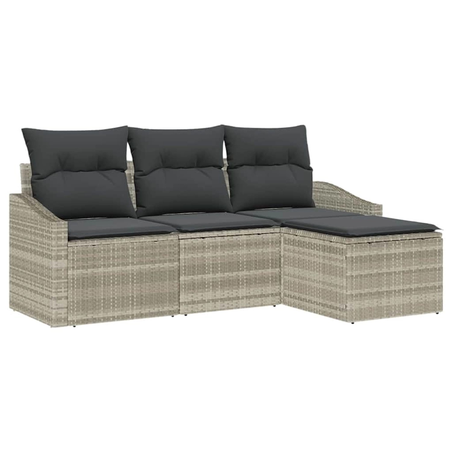 vidaXL Garten-Sofa-Set 4-Tlg Hellgrau Poly Rattan 3346672 von VIDAXL