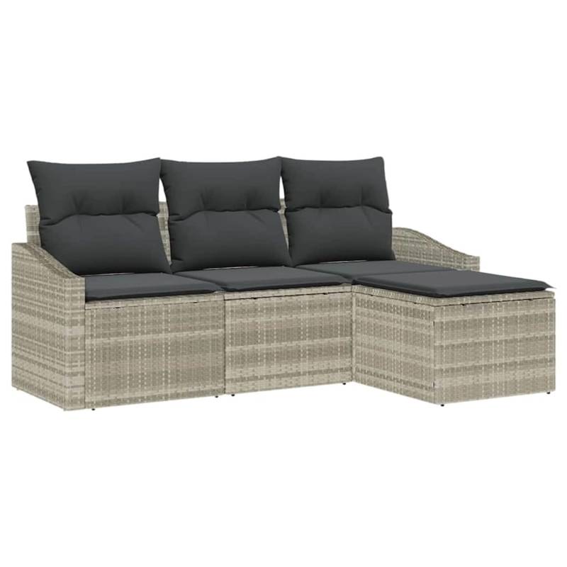 vidaXL Garten-Sofa-Set 4-Tlg Hellgrau Poly Rattan 3346672 von VIDAXL