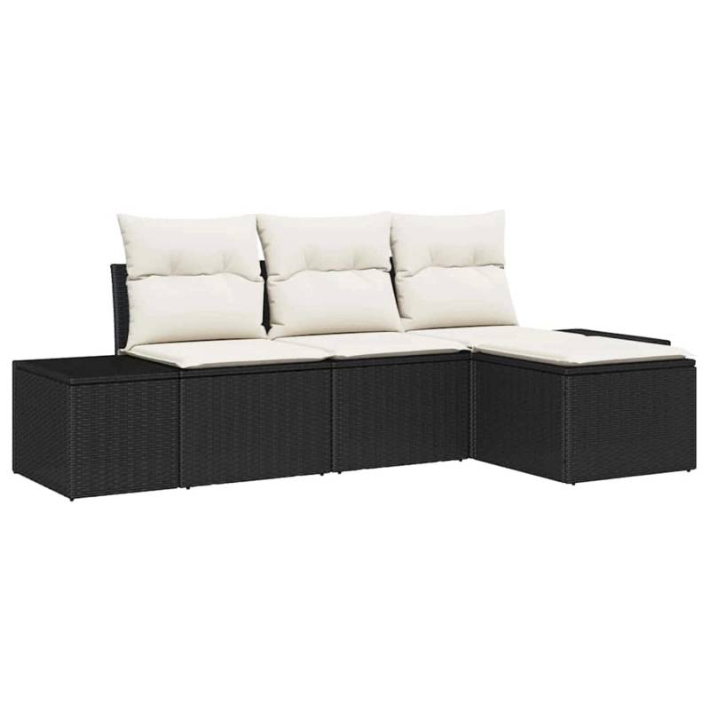 vidaXL Garten-Sofa-Set 4-Tlg Schwarz Poly Rattan 3347007 von VIDAXL