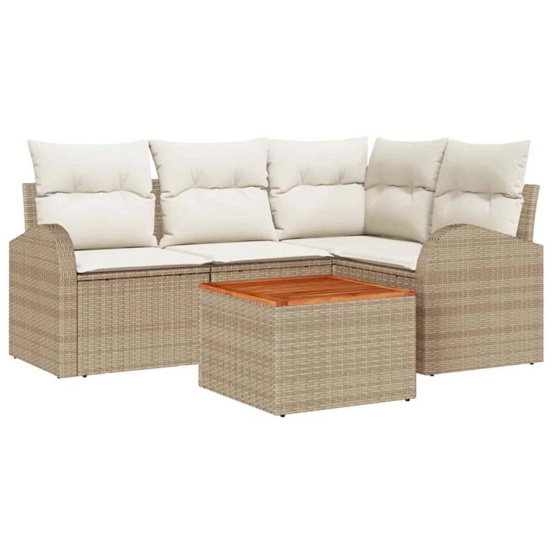 vidaXL Garten-Sofa-Set 5-Tlg Beige Poly Rattan 3347575 von VIDAXL