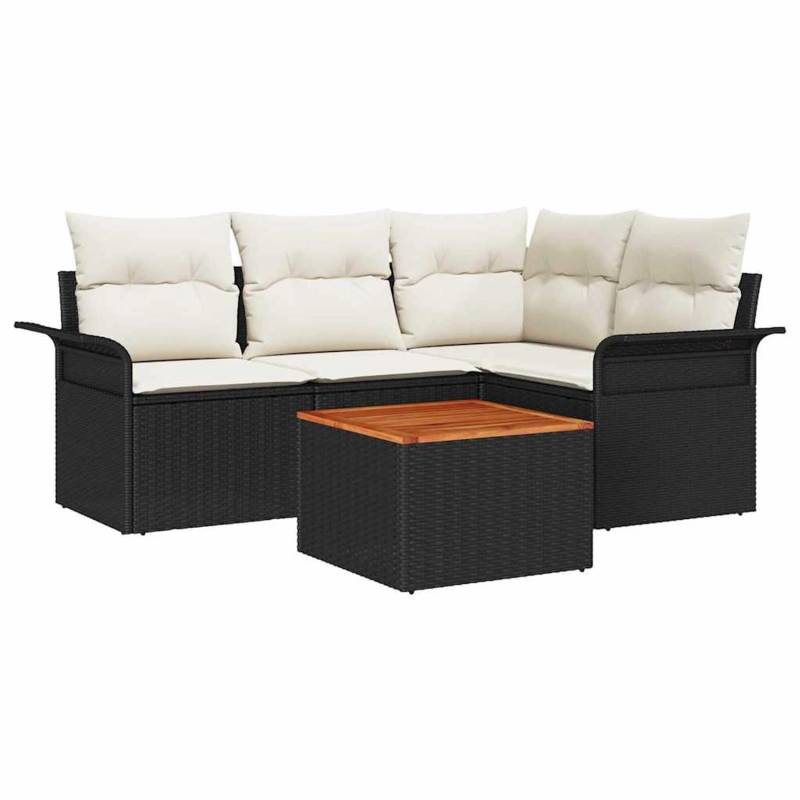vidaXL Garten-Sofa-Set 5-Tlg Schwarz Poly Rattan 3347320 von VIDAXL