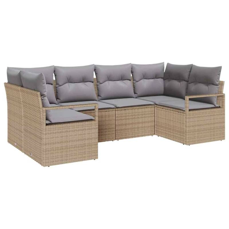 vidaXL Garten-Sofa-Set 6-Tlg Beige Poly Rattan 3346520 von VIDAXL