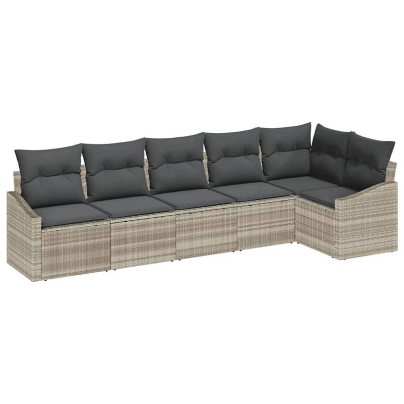 vidaXL Garten-Sofa-Set 6-Tlg Hellgrau Poly Rattan 3346742 von VIDAXL