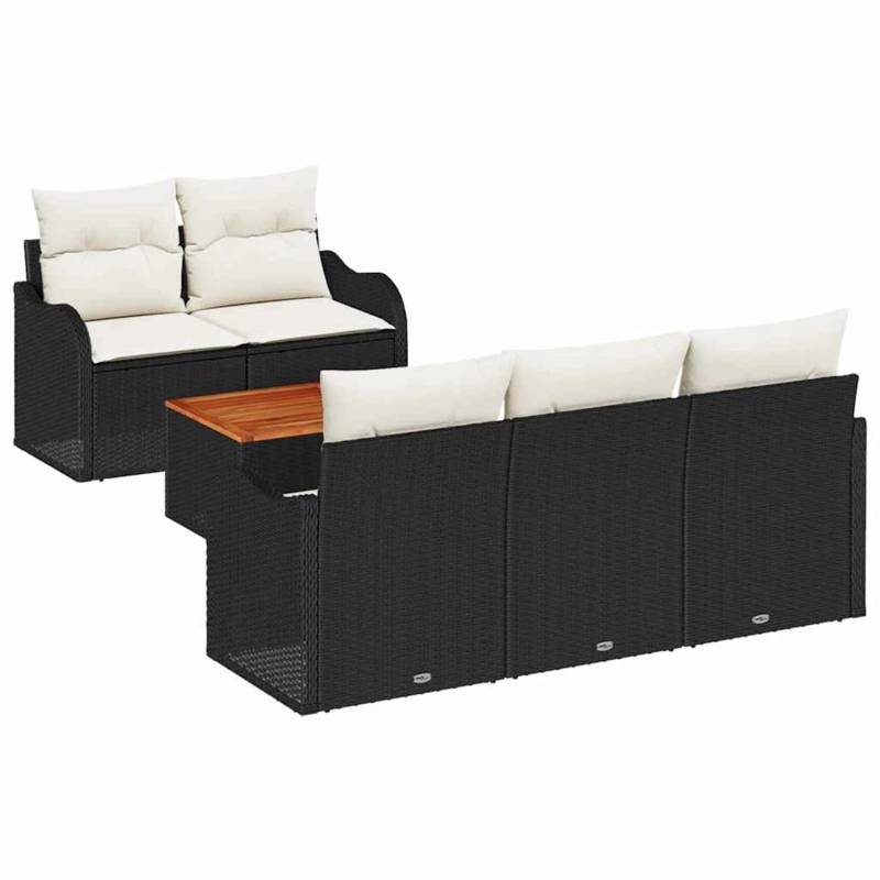 vidaXL Garten-Sofa-Set 6-Tlg Schwarz Poly Rattan 3347390 von VIDAXL