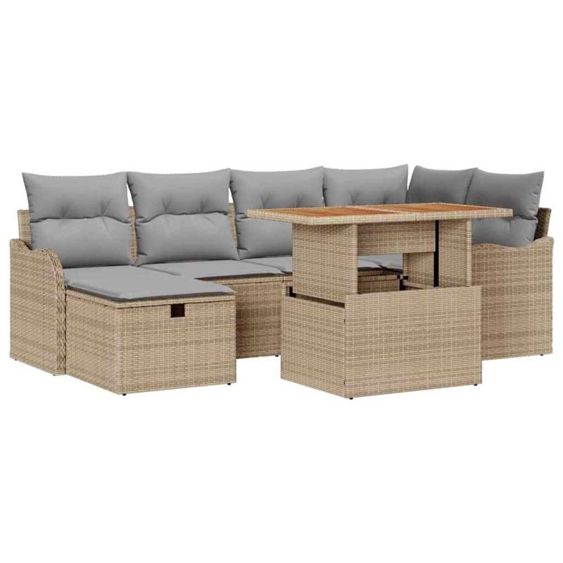vidaXL Garten-Sofa-Set 7-Tlg Beige Poly Rattan 3361273 von VIDAXL