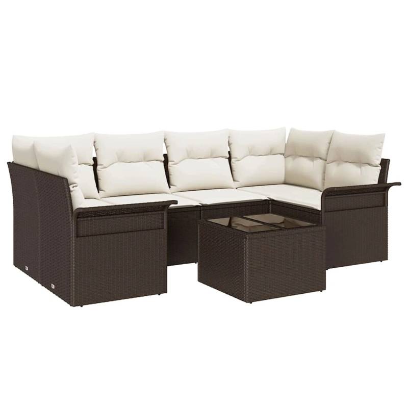 vidaXL Garten-Sofa-Set 7-Tlg Braun Poly Rattan 3345258 von VIDAXL