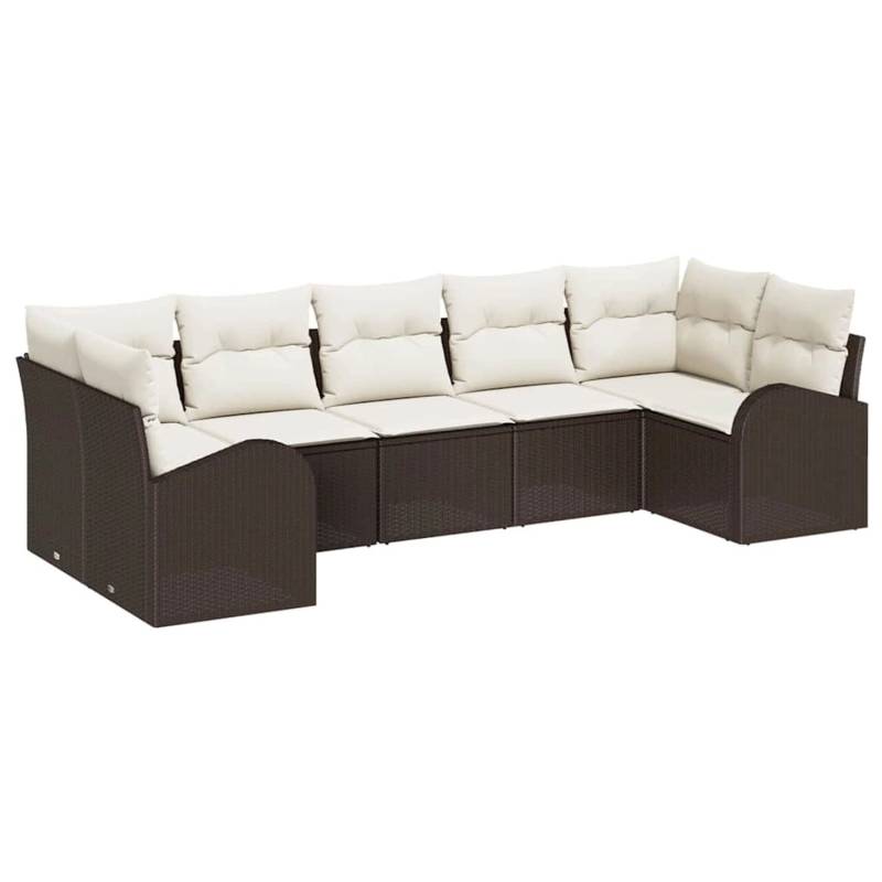 vidaXL Garten-Sofa-Set 7-Tlg Braun Poly Rattan 3346188 von VIDAXL