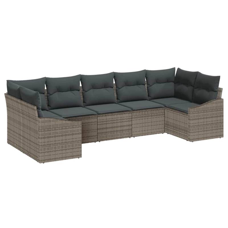vidaXL Garten-Sofa-Set 7-Tlg Grau Poly Rattan 3346869 von VIDAXL