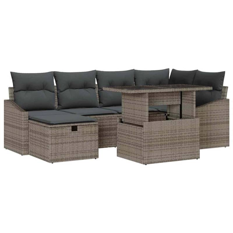 vidaXL Garten-Sofa-Set 7-Tlg Grau Poly Rattan 3361168 von VIDAXL
